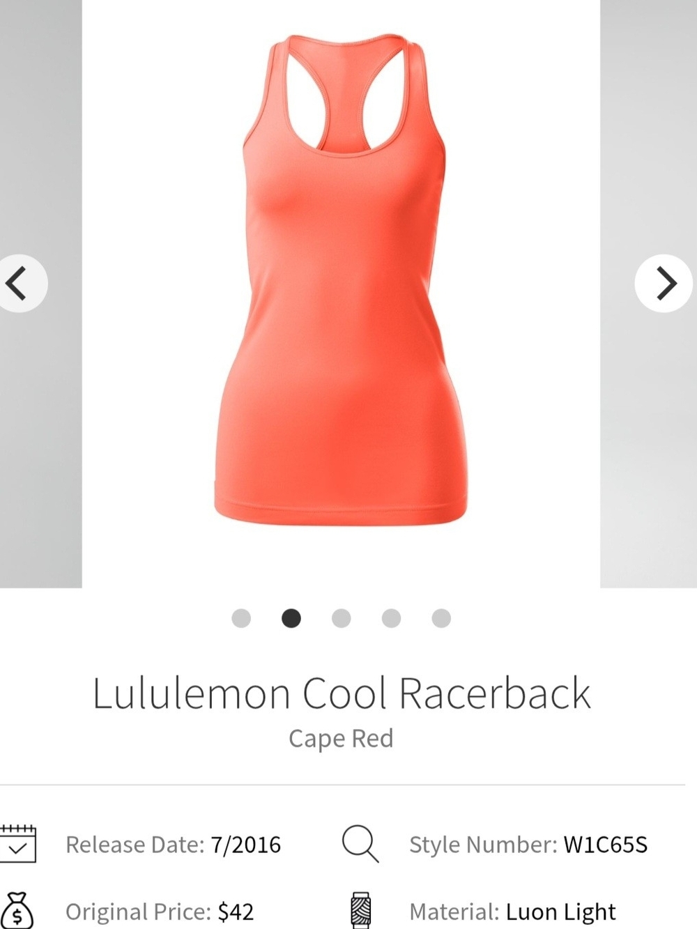 NWT Lululemon Cool Racerback Tank - Cape Red